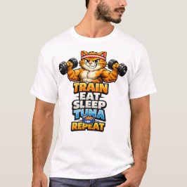 トレーニング 食べる 寝る マグロ 繰り返し 面白い ジム 猫 Tシャツ