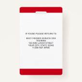 トレーニングIDカードの写真にサービスドッグをパーソナライズされた挿入 バッジ (裏面)