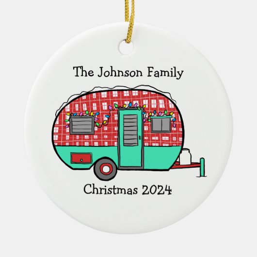 トレーラパーソナライズされたキャンパーオーナメント セラミックオーナメント (正面)