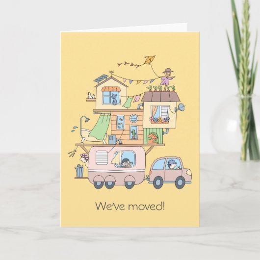 トレーラーの新しいアドレスのアナウンス黄色空白の カード (正面)