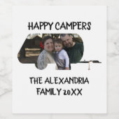 トレーラーカスタムキャラバンファミリー写真ハッピーキャンパー ワインラベル (シングルラベル)