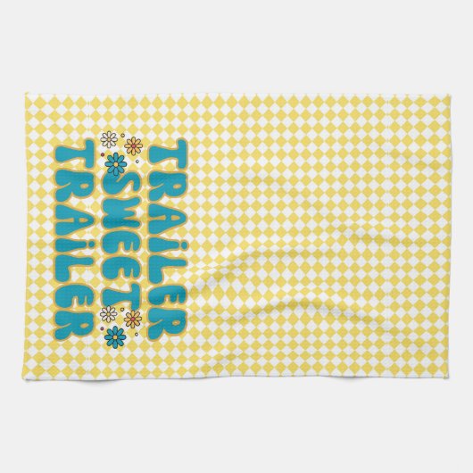 トレーラースイートトレーラーイエローハーレクイン キッチンタオル (横)