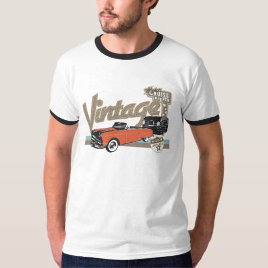 トレーラー2の輪郭が付いているヴィンテージ車 Tシャツ (正面)