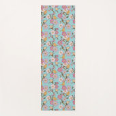 トレーリングお洒落花模様と鳥 – ターコイズ ヨガマット (正面)