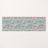 トレーリングお洒落花模様と鳥 – ターコイズ ヨガマット (正面(横))