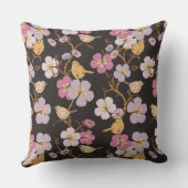 トレーリングお洒落花模様と鳥 – 黒/灰色 クッション (裏面)