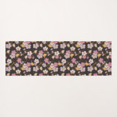 トレーリングお洒落花模様と鳥 – 黒/灰色 ヨガマット (裏面(横))