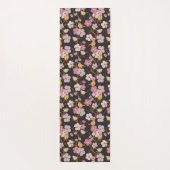 トレーリングお洒落花模様と鳥 – 黒/灰色 ヨガマット (裏面)