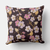 トレーリングお洒落花模様と鳥 – 黒/赤 クッション (裏面)