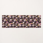 トレーリングお洒落花模様と鳥 – 黒/赤 ヨガマット (裏面(横))