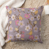 トレーリングお洒落花模様と鳥 – Lavender クッション (ブランケット)