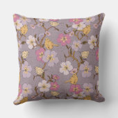 トレーリングお洒落花模様と鳥 – Lavender クッション (裏面)