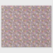 トレーリングお洒落花模様と鳥 – Lavender ラッピングペーパー (フラット)