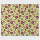 トレーリングダリアフラワーレッドon黄色 ラッピングペーパー (フラット)