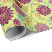 トレーリングダリアフラワーレッドon黄色 ラッピングペーパー (ロールコーナー)