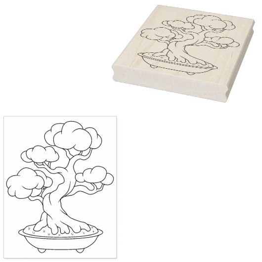 トレー日本のカラーページの盆栽ツリー ラバースタンプ (押印)
