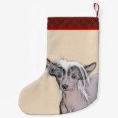 トレ中国のストの絵画オリジナルドッグアート スモールクリスマスストッキング (裏面)