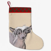 トレ中国のストの絵画オリジナルドッグアート スモールクリスマスストッキング (正面)