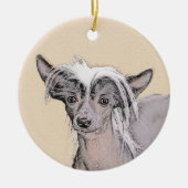 トレ中国のストの絵画オリジナルドッグアート セラミックオーナメント (正面)