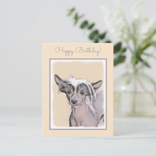 トレ中国のストの絵画オリジナルドッグアート ポストカード (スタンド正面)