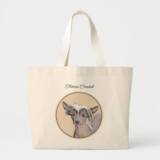 トレ中国のストの絵画オリジナルドッグアート ラージトートバッグ (正面)