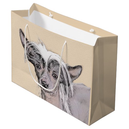 トレ中国のストの絵画オリジナルドッグアート ラージペーパーバッグ (正面アングル)