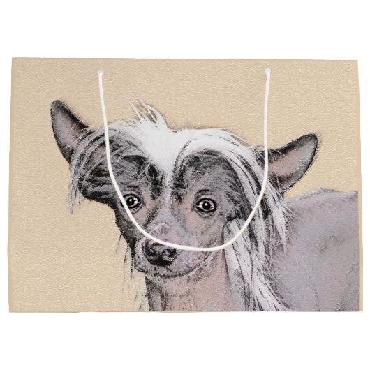 トレ中国のストの絵画オリジナルドッグアート ラージペーパーバッグ (裏面)