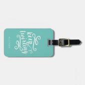 トレ保ング |ミント&ホワイトタイポグラフィ引用文 ラゲッジタグ (正面横)