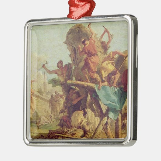 トロイの木馬、c.1760の建物 メタルオーナメント (左)