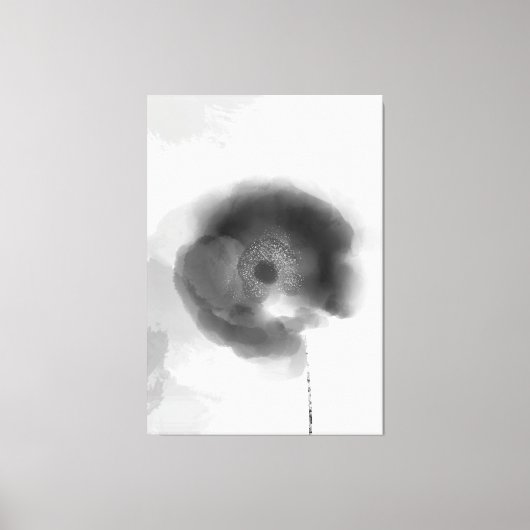 トロイの黒と白の水色のフローラ キャンバスプリント (正面)