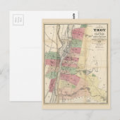 トロイ・ウェスト・トロイ・グリーン・アイランド・ニューヨークの地図(1874) ポストカード (正面/裏面)