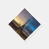 トロカデロからエッフェル塔の上の夜から日 スタンダードカクテルナプキン (角)