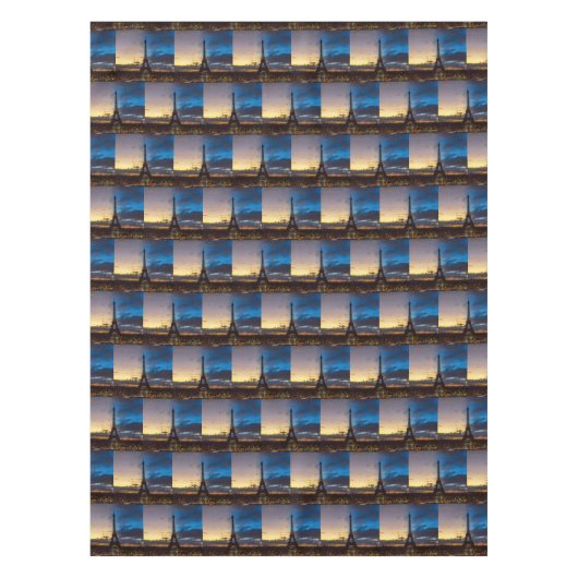 トロカデロからエッフェル塔の上の夜から日 テーブルクロス (正面)