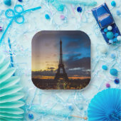 トロカデロからエッフェル塔の上の夜から日 ペーパープレート (パーティー)