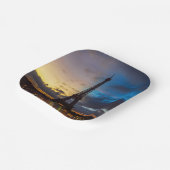 トロカデロからエッフェル塔の上の夜から日 ペーパープレート (傾斜あり)