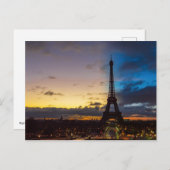 トロカデロからエッフェル塔の上の夜から日 ポストカード (正面/裏面)