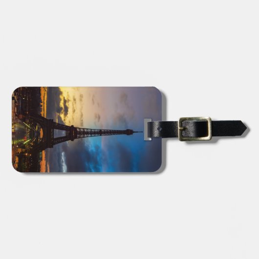 トロカデロからエッフェル塔の上の夜から日 ラゲッジタグ (正面横)