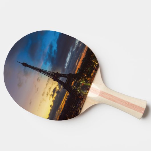 トロカデロからエッフェル塔の上の夜から日 卓球ラケット (横)
