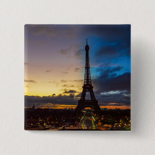 トロカデロからエッフェル塔の上の夜から日 缶バッジ