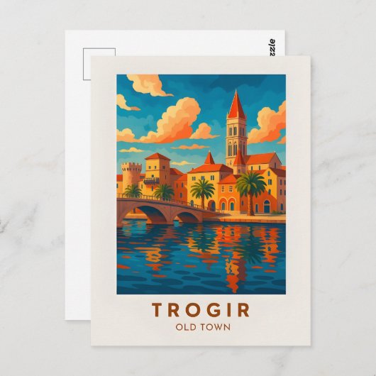 トロギールクロアチアヴィンテージ旅行ポスターポストカード ポストカード (正面/裏面)