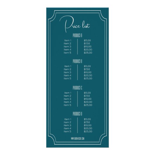 トロゴブティックの価格表を持つガソリンブルー ラックカード (裏面)