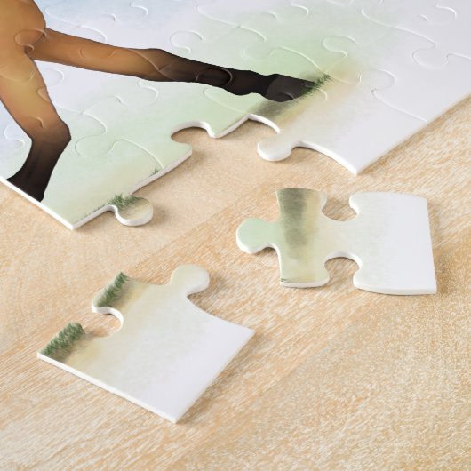 トロッティングバックスキンホースエクエストリアン馬好き ジグソーパズル (側面)