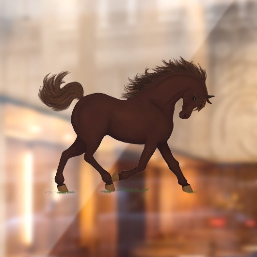 トロッティングブラウンホースポニーエクストリアン ウィンドウサイン (シート2)