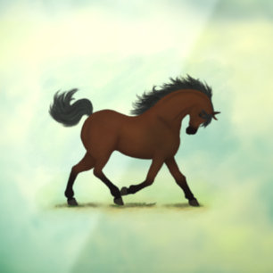 トロッティングベイホースエクエストリアンポニーデカール ウィンドウサイン