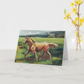 トロッティング馬油塗装ハッピーバースデーカード カード (黄色い花)