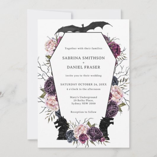 トロネスドラゴン中世ゴシック結婚式招待状 招待状 (正面)