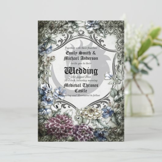 トロネス結婚ドラゴンの中世ゴシック様式の仮装 招待状 (スタンド正面)