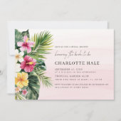 トロピエレガントカルウォーター色フローラブライダルシャワー 招待状 (正面)