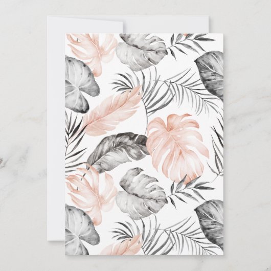 トロピエレガントカルパーム葉ブライダルシャワー 招待状 (裏面)