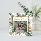 トロピエレガントカルパーム金ゴールドフレーム結婚写真 サンキューカード (スタンド正面)